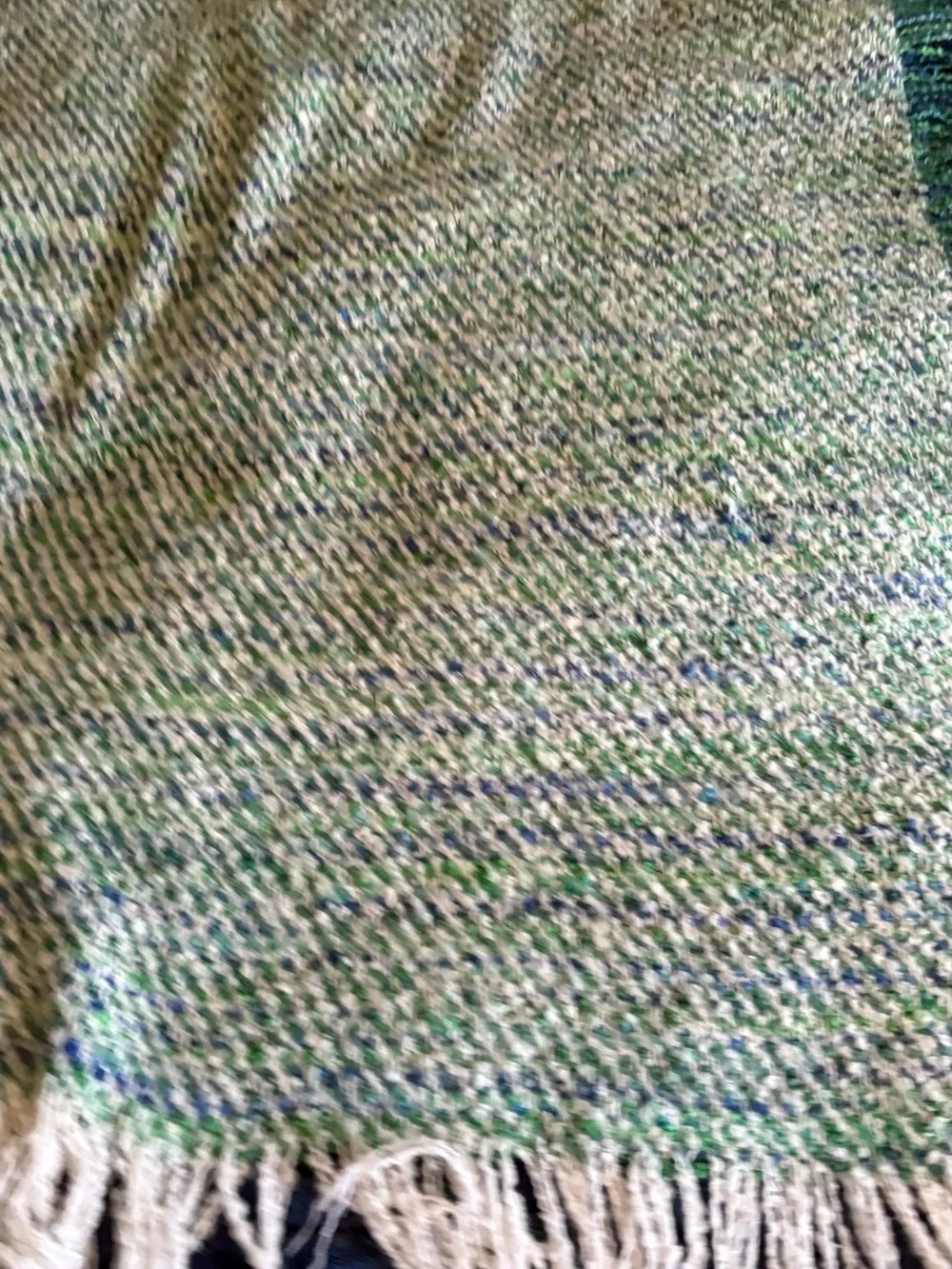 Woven Throw Blanket in Green and Blue – Unbranded